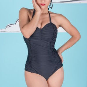 Beach Bash Retro 50s Rosie Swimsuit in Black